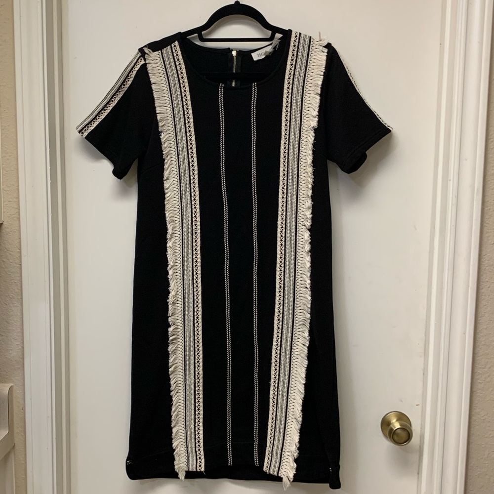 Brass & Roe Embroided black dress , Size M